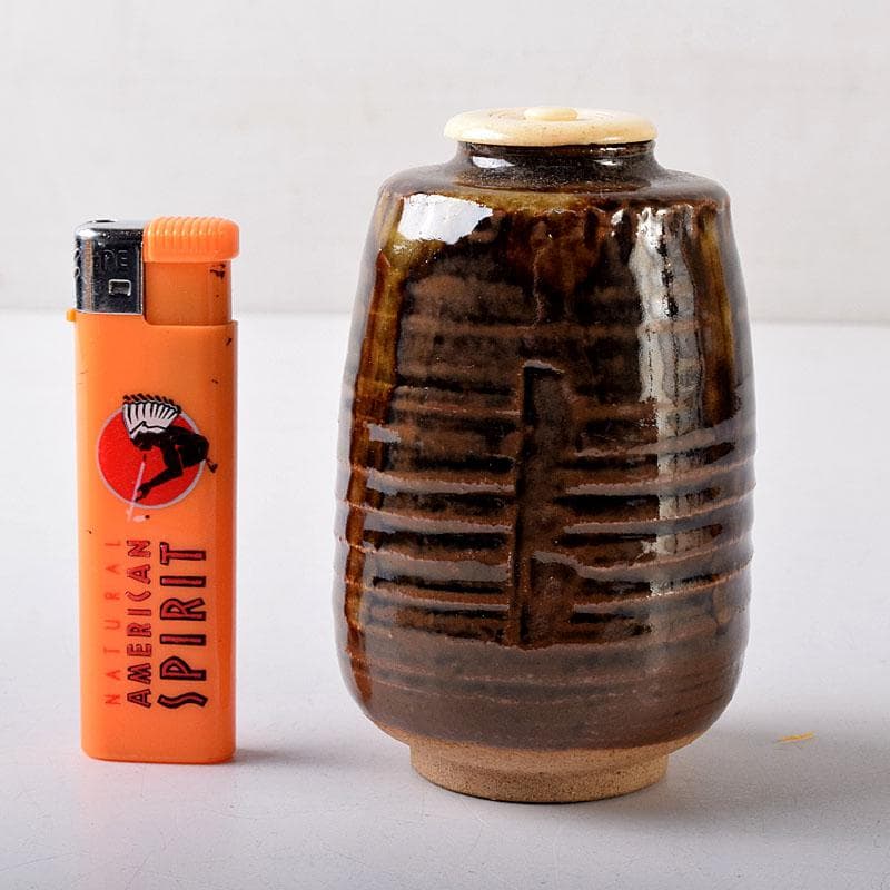 茶道具　膳所焼　陽炎園造　淡海ぜぜ　茶入　仕覆付　時代箱　V　8210