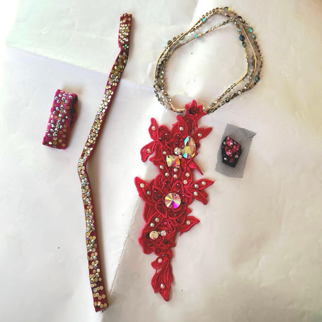 【華やか】フューシャピンク 豪華ストーン　クリスアン　社交ダンス　最終お値下げ