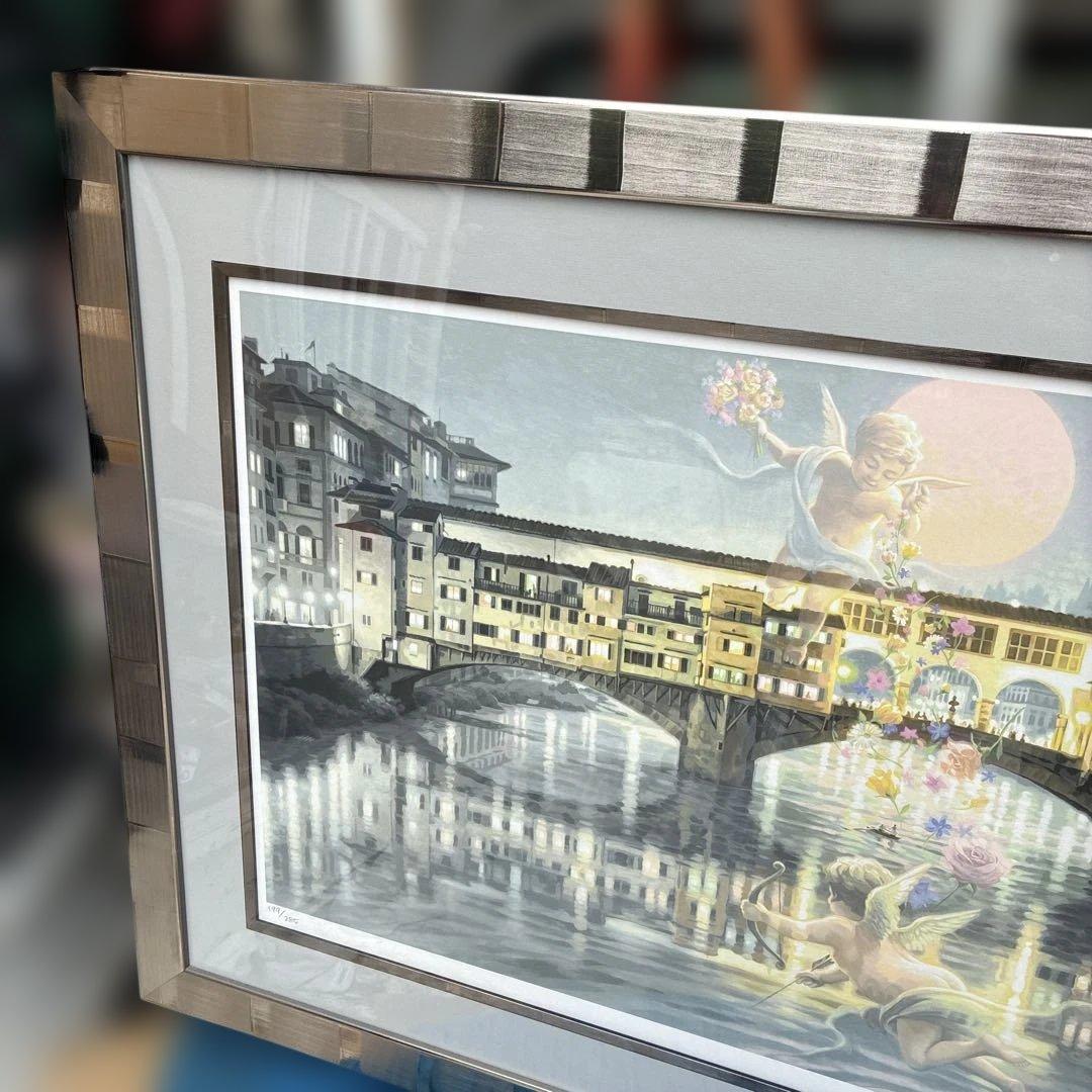 ‼️真作‼️笹倉鉄平　祝福　シルクスクリーン199／285額装、絵画、風景画、版画