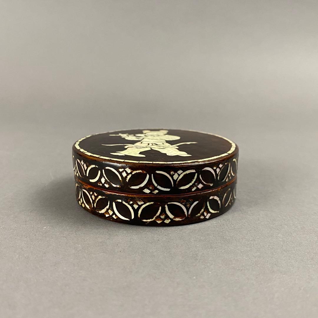 螺鈿漆香合　乾隆年製　骨董　茶道具　香道具　漆器