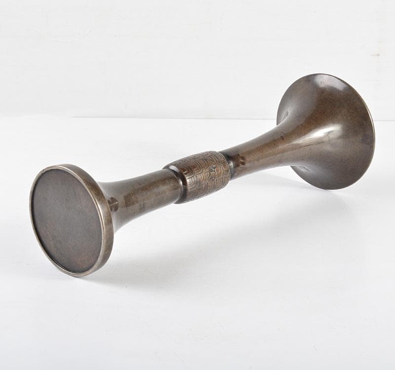 中国　古銅宣徳銅　砂張饕餮文觚　M　R4852