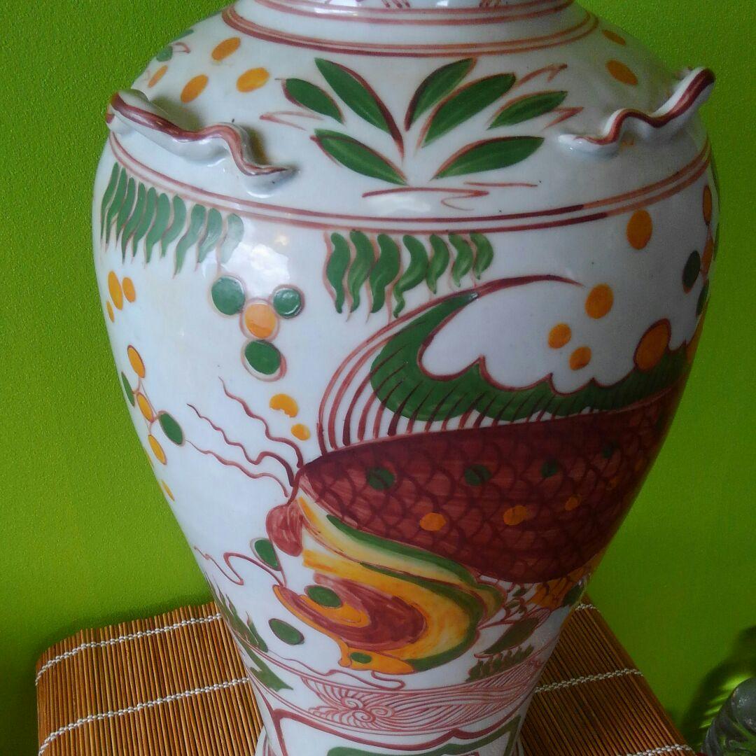 赤絵魚藻紋様瓶　高さ44㎝