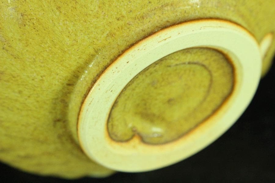 茶道具 坂野鳳洋作 黄燿 京焼 茶碗 煎茶 美品 共箱(K-YC428)