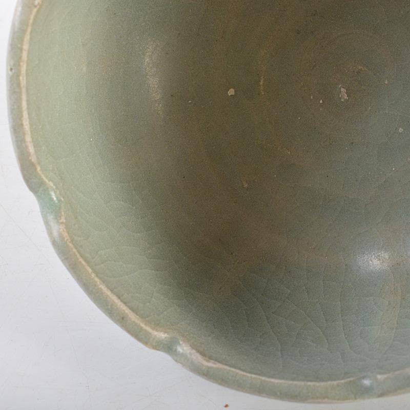 朝鮮美術　韓国　高麗青磁　象嵌花文　輪花碗　V　R7162