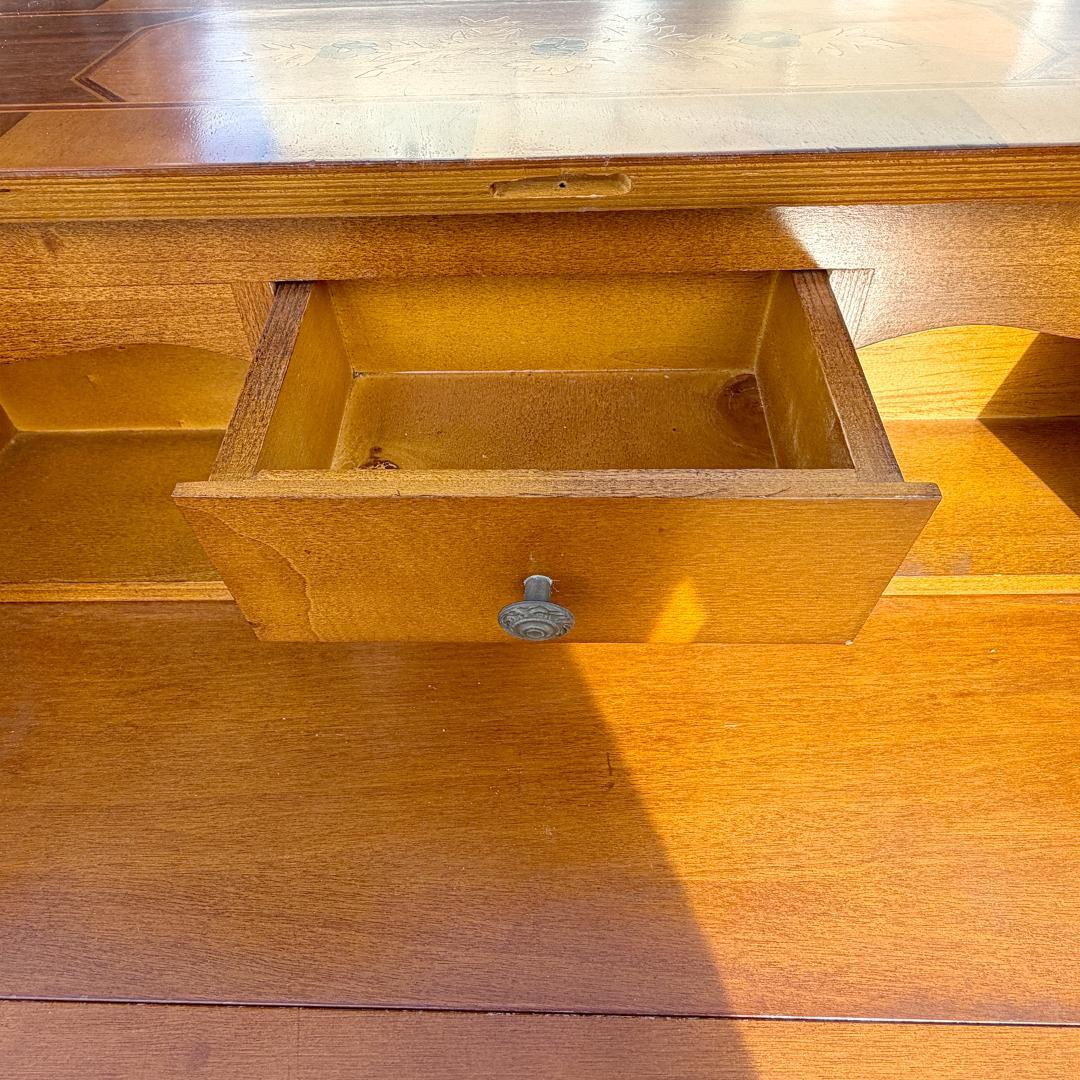 ライティングビューロー 猫脚 イタリア製 鍵付き 象嵌 アンティーク チェスト