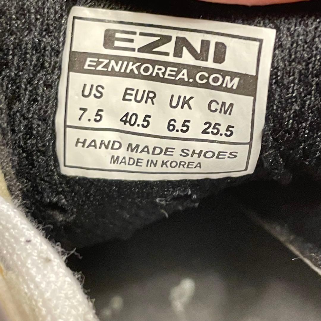 EZNI 自転車シューズ ホワイト ベルクロ　25.5 ハンドメイド　美品　競輪
