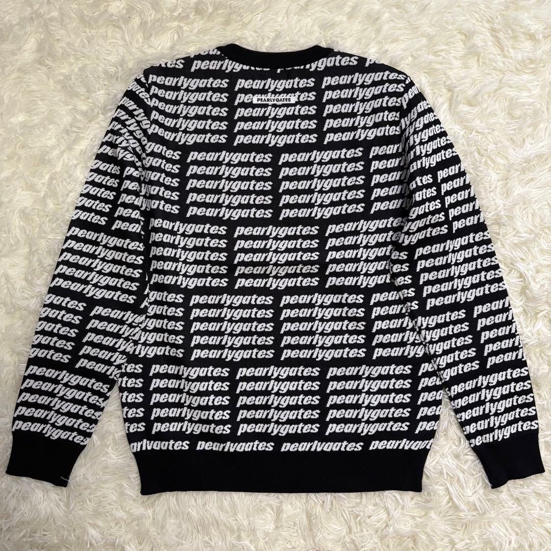 【未使用級・美品】 パーリーゲイツ PGロゴ総柄 ニット サイズ5 L 黒 白