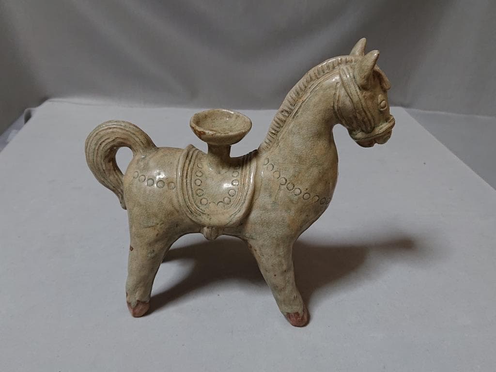 コレクター収集　タイ　バーン窯　青磁馬造形物　15～16世紀