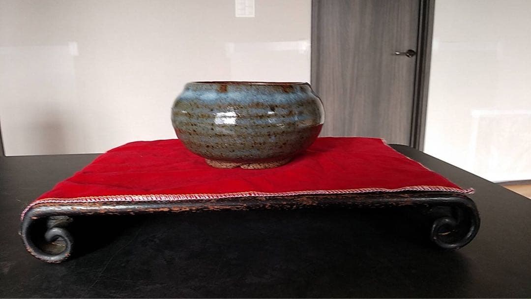 李朝　会寧　国焼　韓国美術　朝鮮美術　海鼠釉　茶道具　煎茶器　小壷