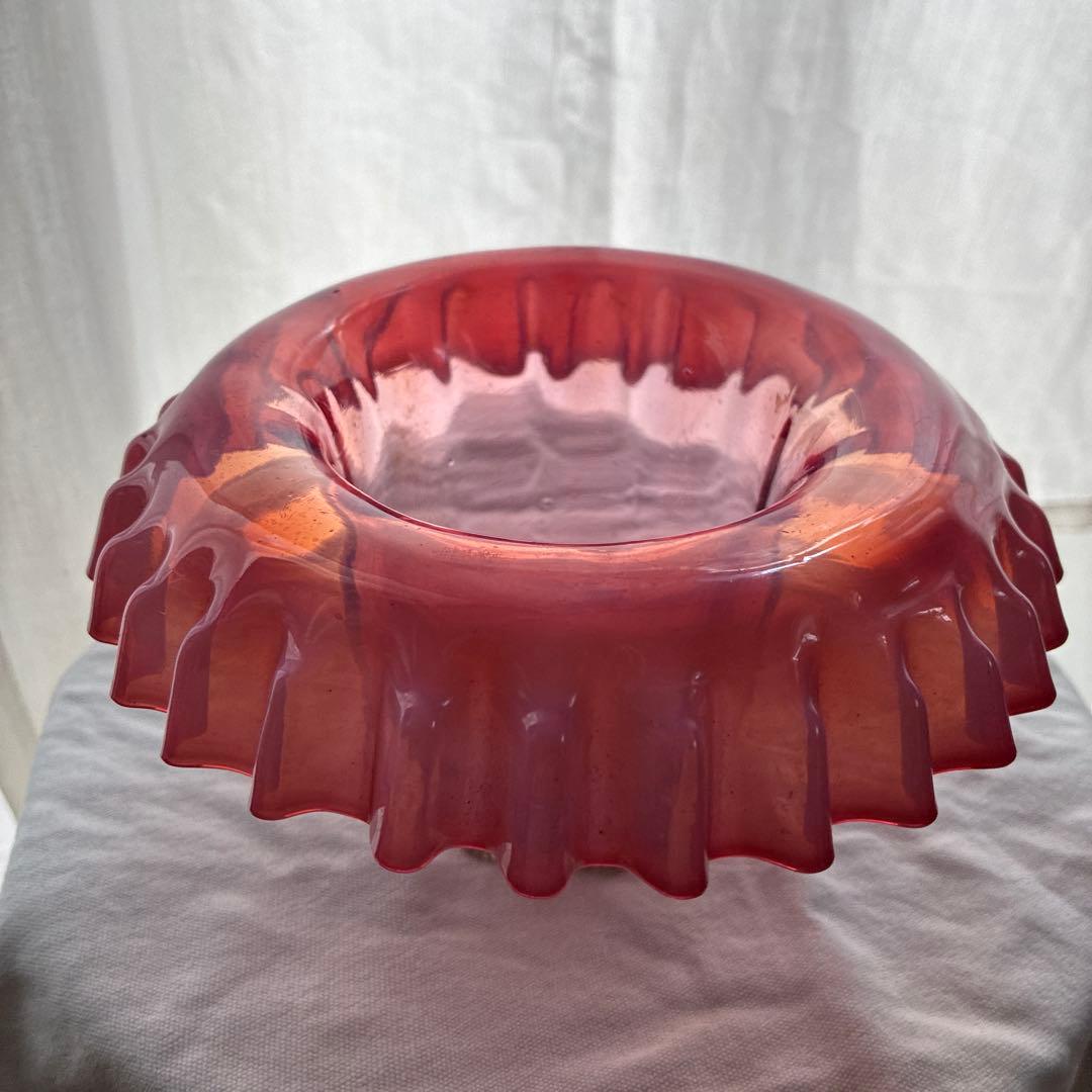 イギリス　レア品ヴィクトリアンアンティークウランバセリン　クランベリーコンポート