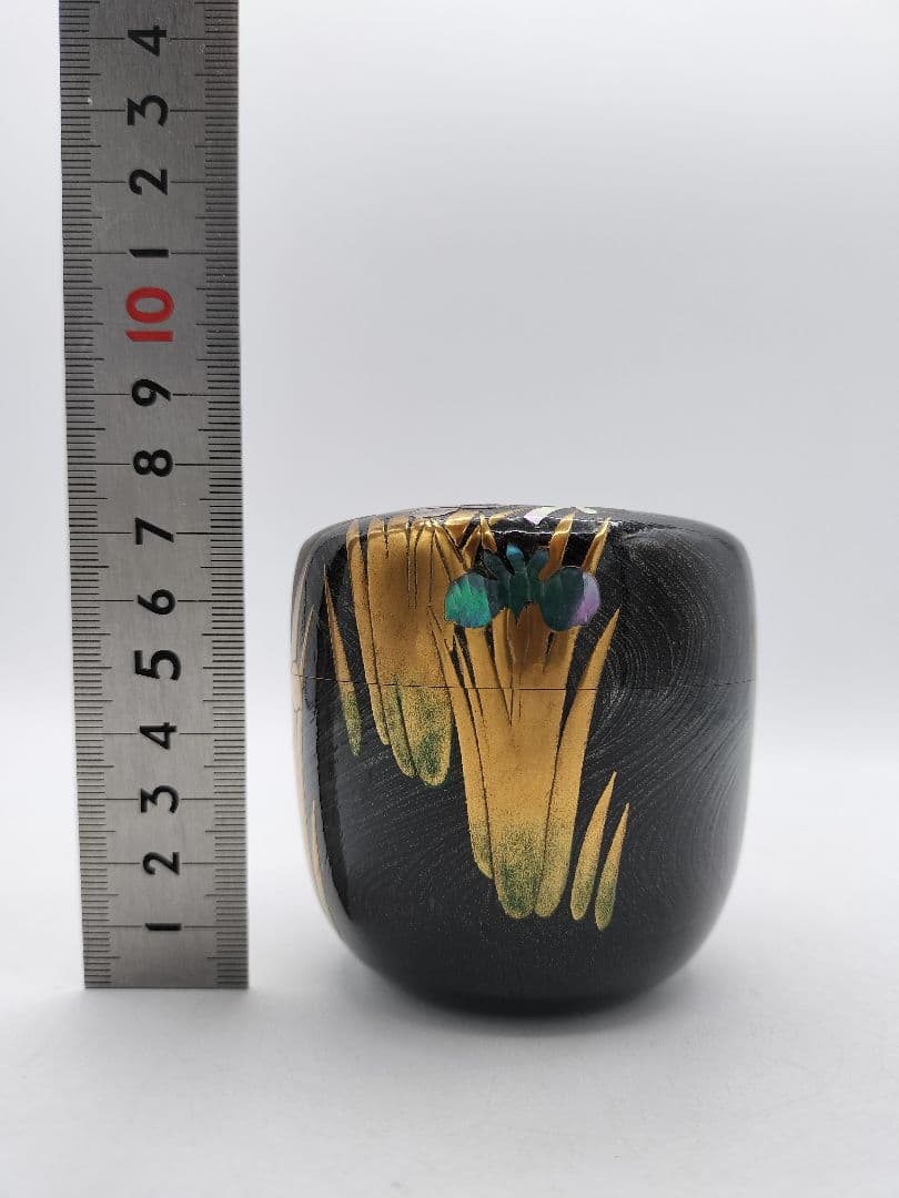 c857 大棗　八ツ橋蒔絵 堀之内宗完書付 加州 大井好雲斎造 木箱 茶道　古物