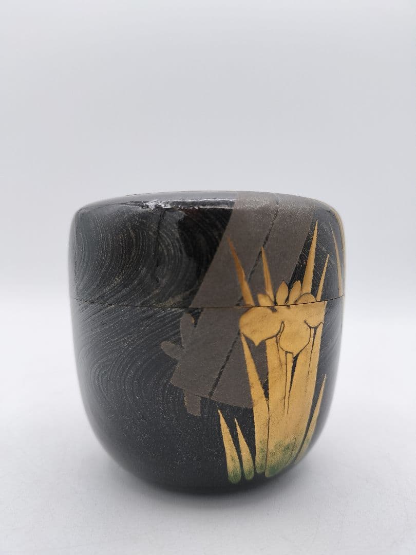 c857 大棗　八ツ橋蒔絵 堀之内宗完書付 加州 大井好雲斎造 木箱 茶道　古物