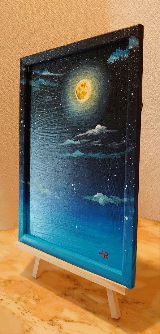 油絵 絵画【満月の夜空】