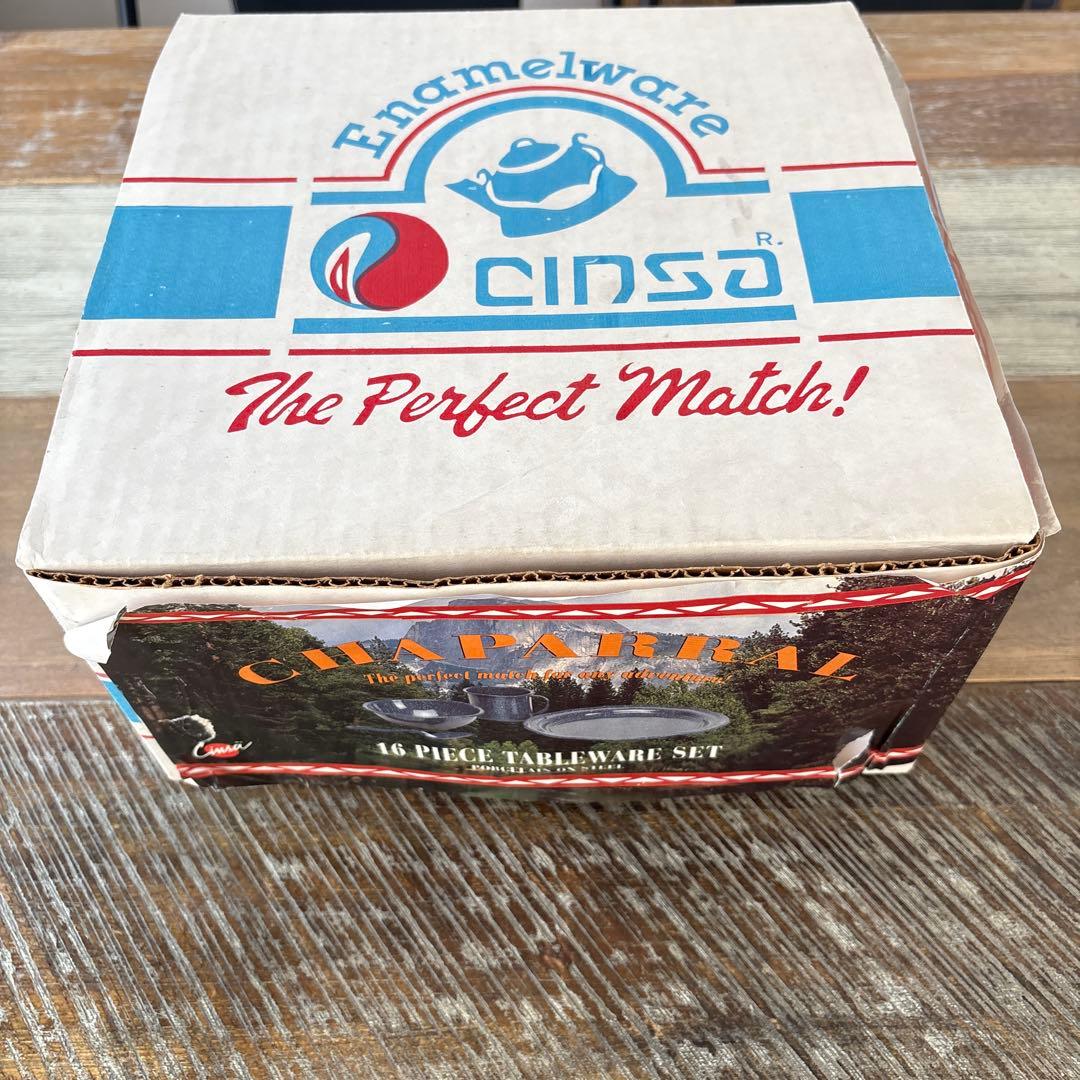 【未使用】CINSA エナメルウェア キャンプ食器セット 16点