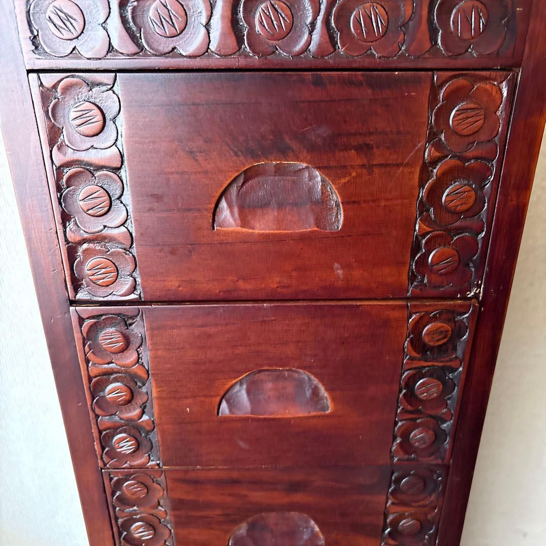 木製タンス 彫刻デザイン 7引き出し
