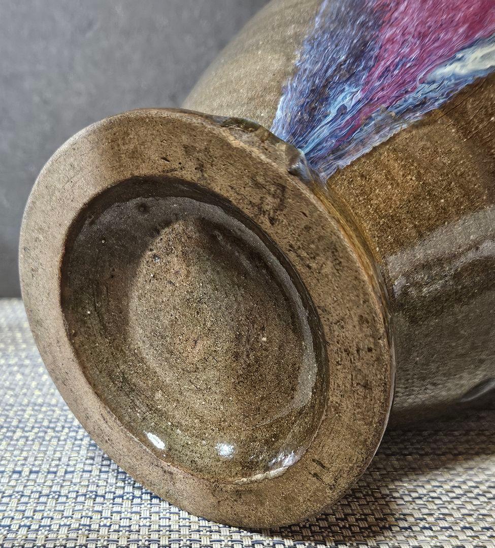 【時代古作品❗】【名品❗】中国古陶磁 明代〜清代頃　 鈞窯　紫紅釉　澱青釉　大瓶