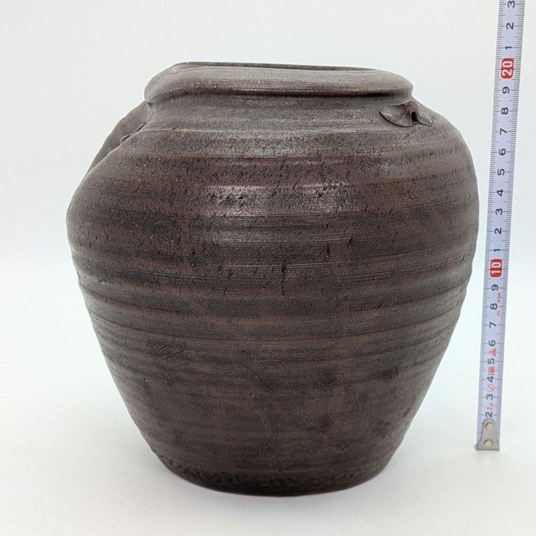 明治～昭和初期 備前焼 三耳壺 三耳壷 花瓶 花入 花器 フラワーベース 置物