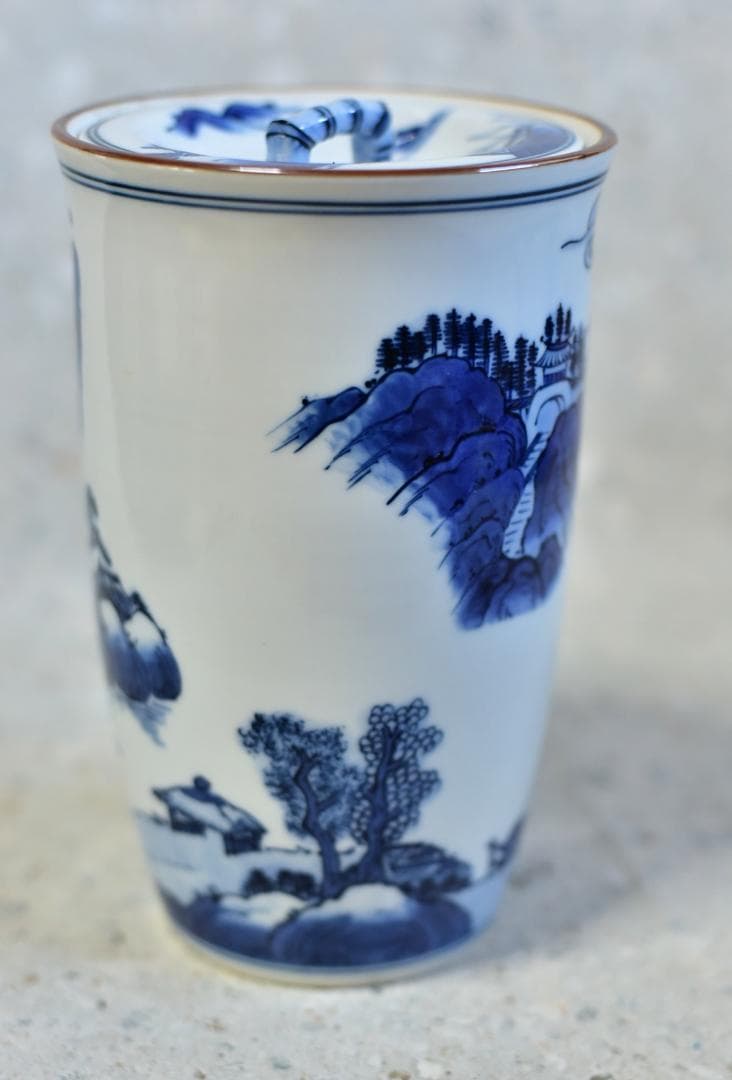 値下げ、平安祥堂作　山水文水指【極上品】　共箱/お茶道具