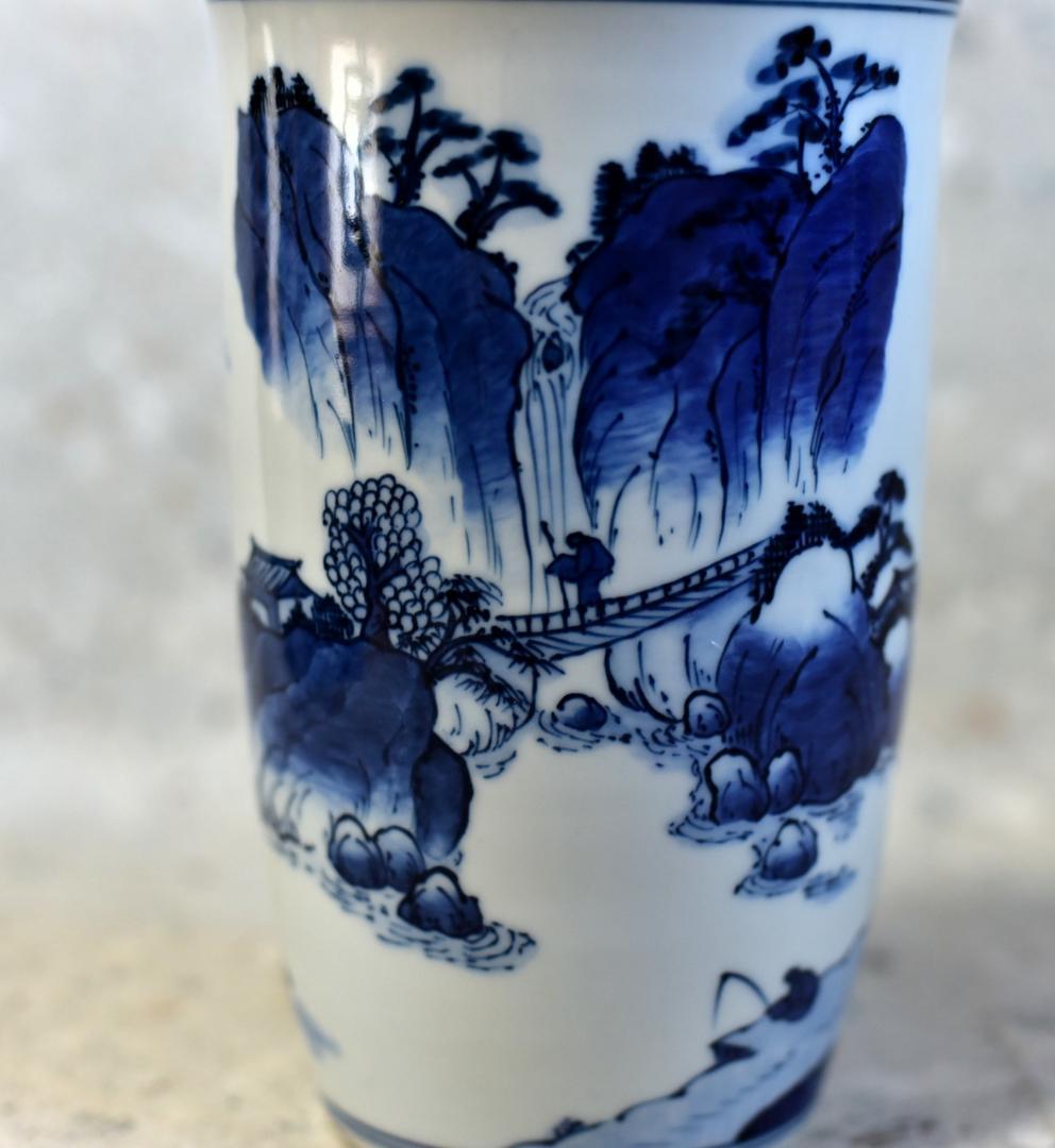 値下げ、平安祥堂作　山水文水指【極上品】　共箱/お茶道具