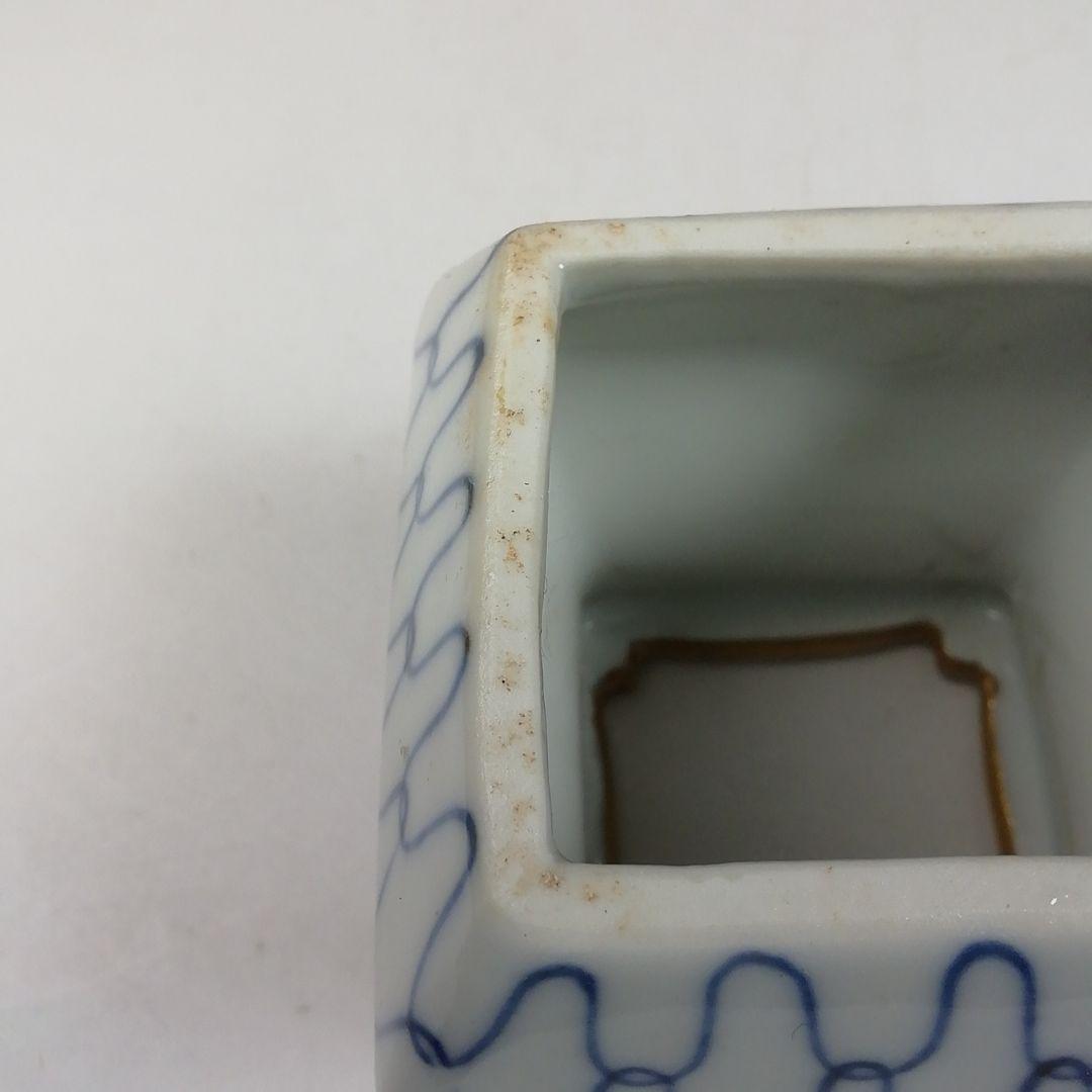 Ｗ１２４　蓋置　『色絵　網目』『高野昭阿弥 造』　共箱　茶道具