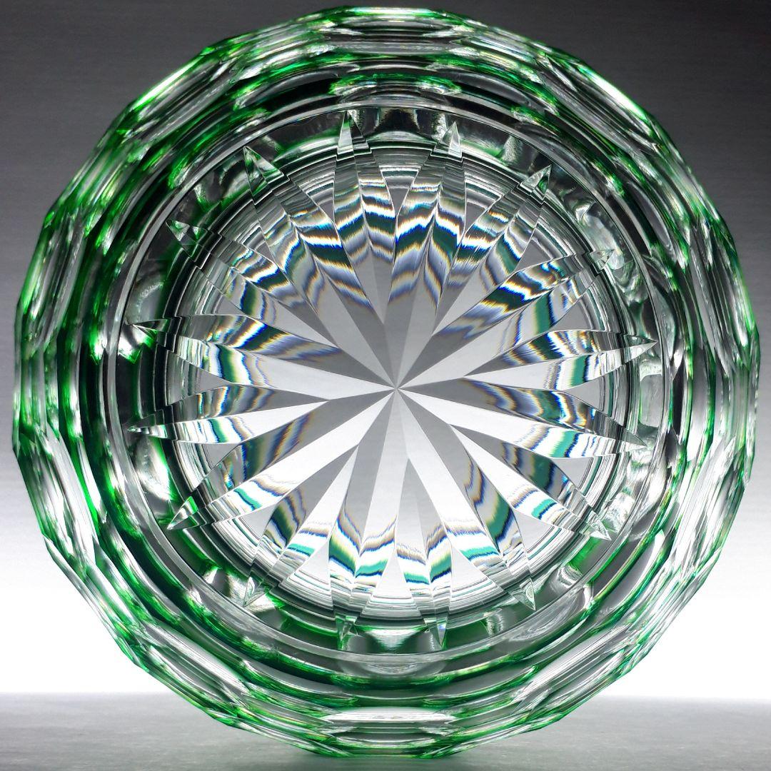 薩摩切子　松浦正行 大型作品　緑被切子　　″ 水指 ″【人気作家 入手困難作品】