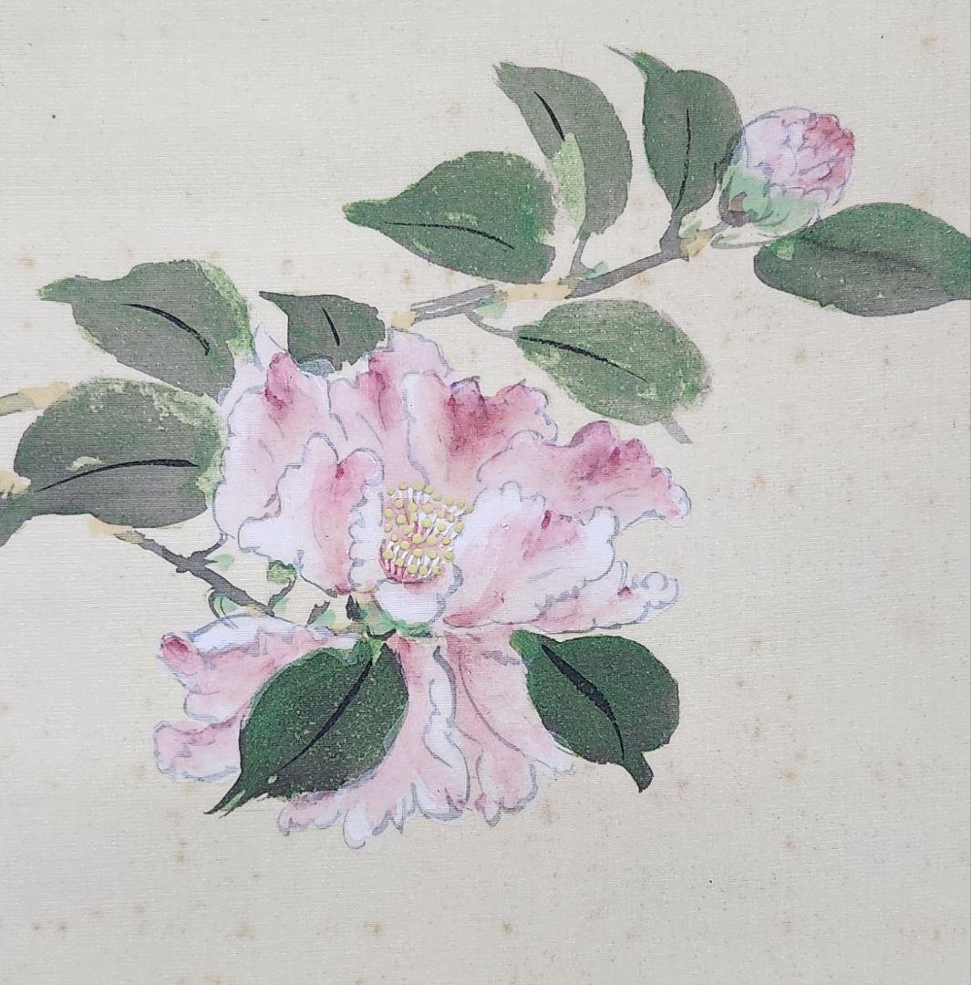 【牡丹に雀図】結城素明 2656 ボタン 掛け軸　肉筆