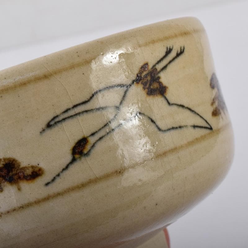 茶道具　阿漕焼　鶴松図　数茶碗　十客　共箱　V　7790A