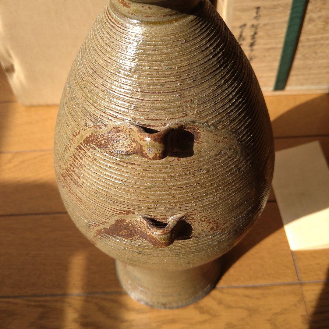 【逸品】花入　耳付糸目　古曽部焼