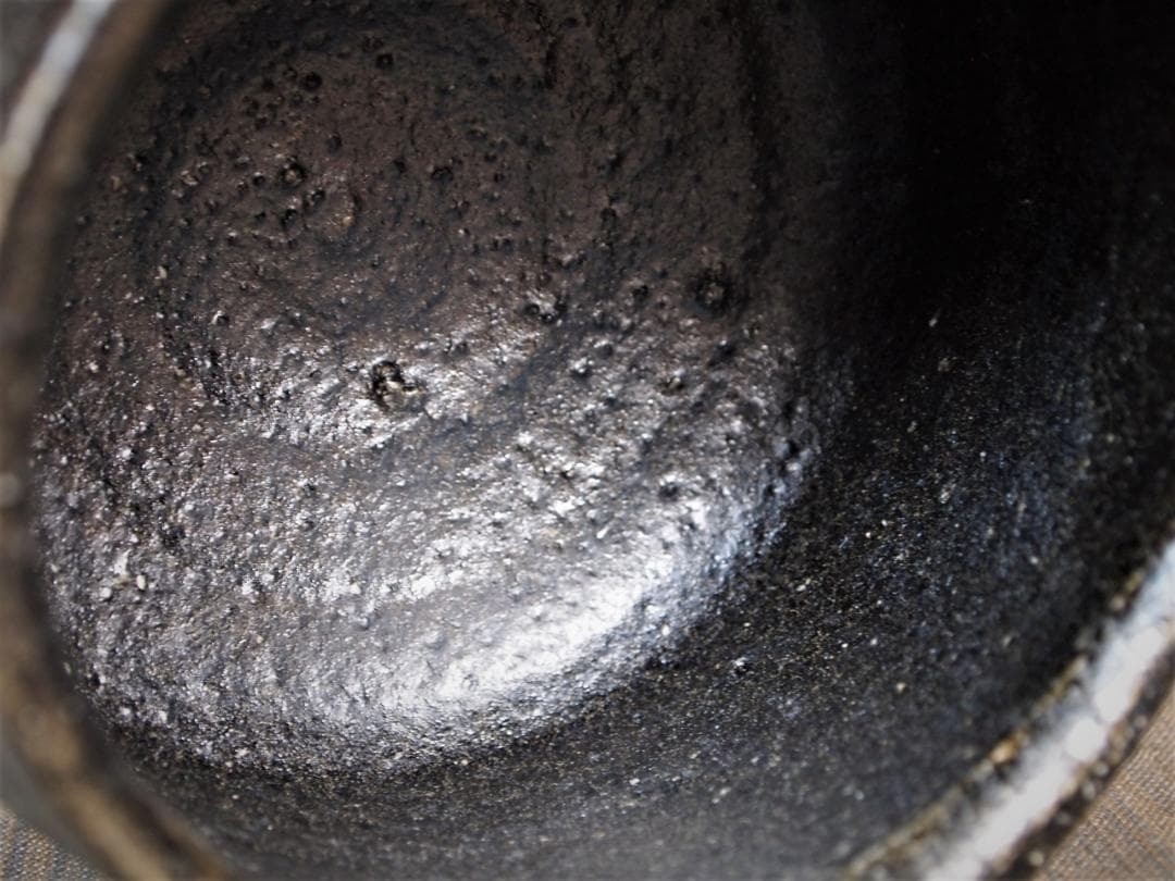 未使用★辻村塊【師＆父：辻村史朗】★引出し黒茶碗★★共箱・共布