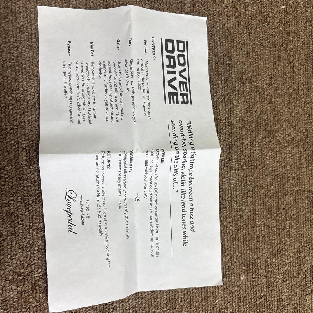 Hermida Audio DOVER DRIVE ギターエフェクター