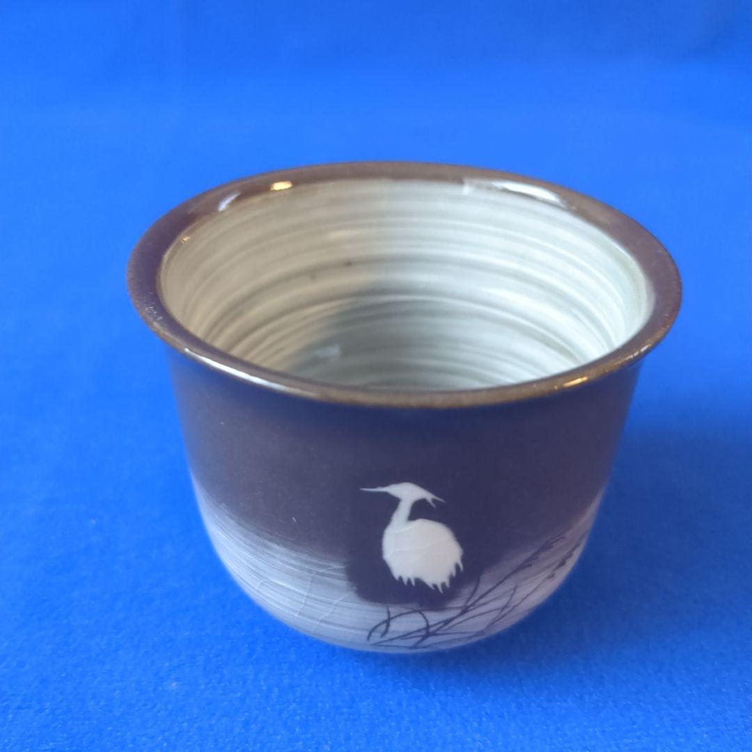 臥牛窯 現川焼 茶器セット 無形文化財指定　十三代横石臥牛　刷毛白鷺図