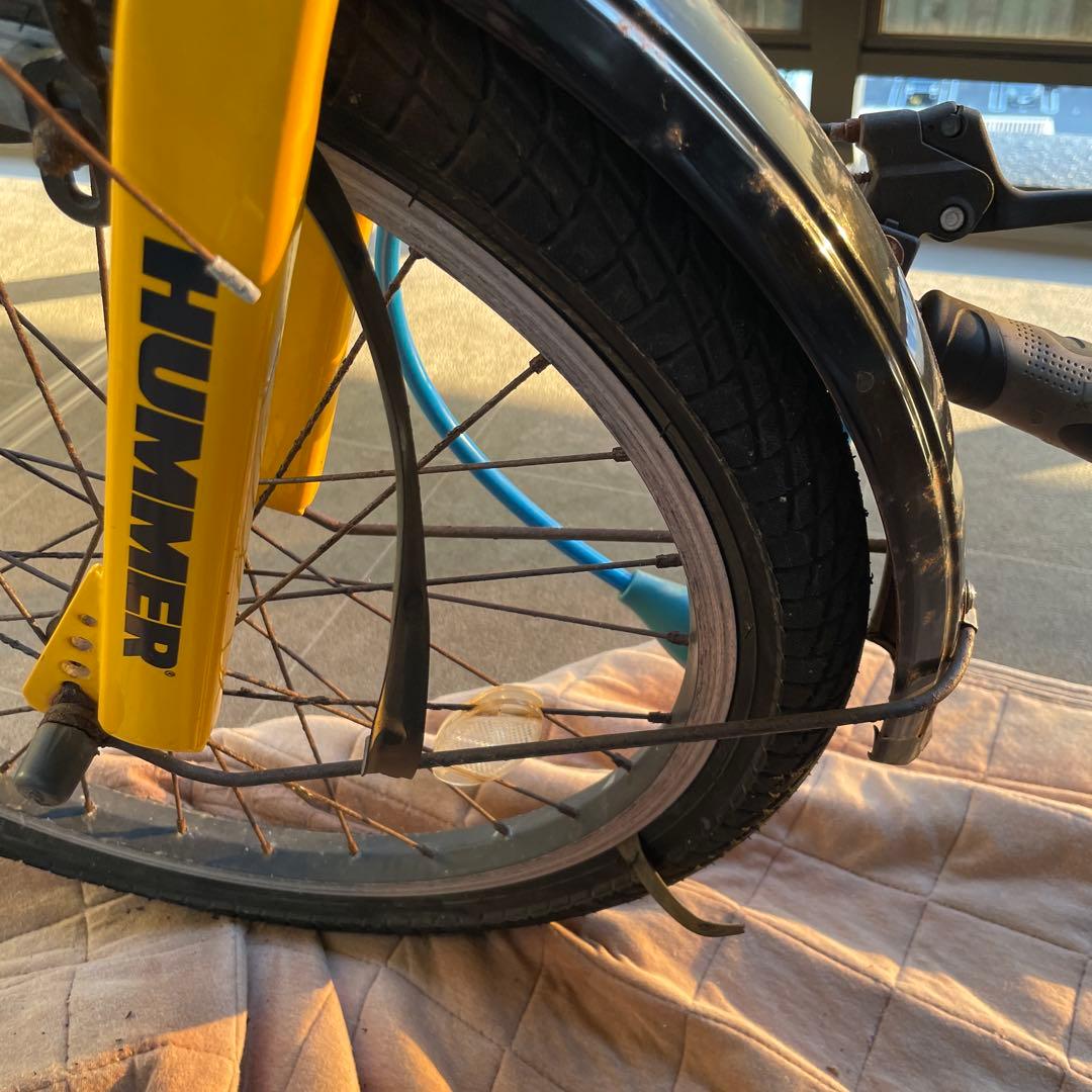 【ジャンク品】ハマー　折りたたみ自転車　イエロー　黄色