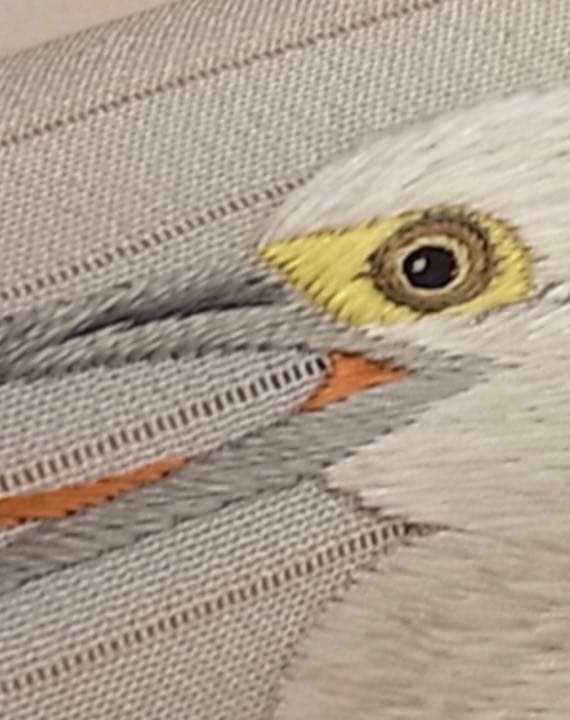 鷺　刺繍QJLLB 特選古美術　正絹夏帯　日本刺繍　アンティーク　九寸名古屋帯