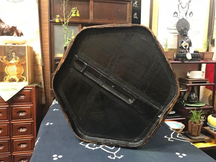 シノワズリ　赤色大籠　アンティーク　古美術　骨董　カゴ　籠　かご 食籠