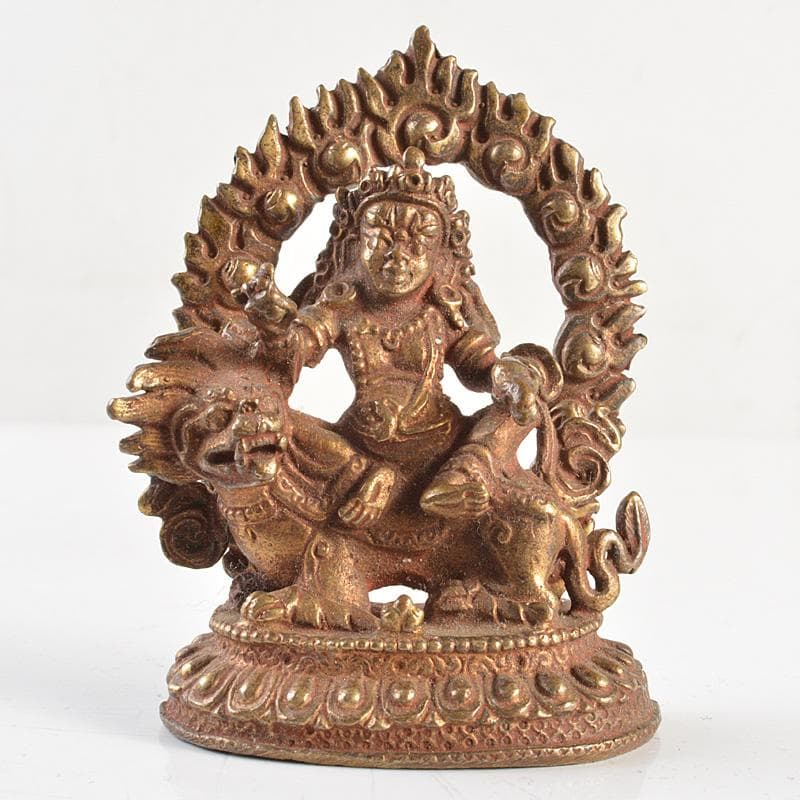 仏教美術　古銅鍍金　騎獅文殊菩薩像　仏像　C　7665E