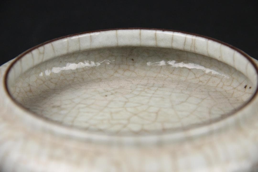 中国古美術 唐物　時代物 清朝期 哥釉 水盂 文房具 陶磁器 NX23-2