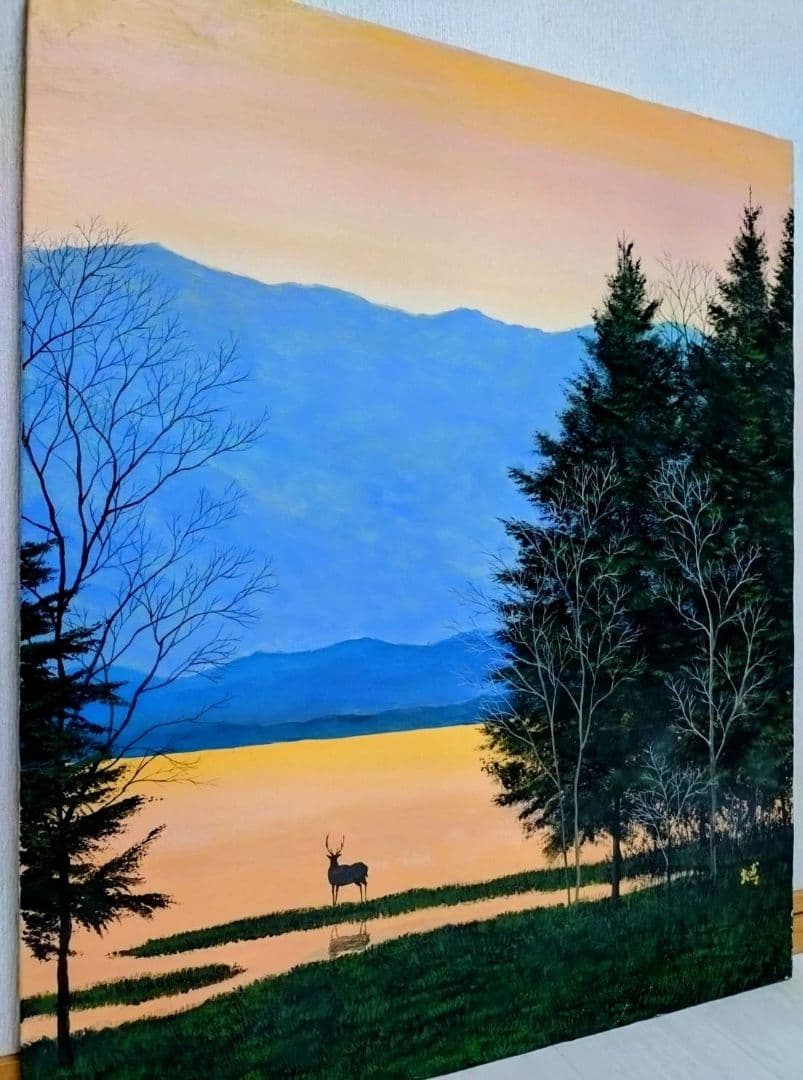 【F20号】千住博【曙光】手描き作品/表サイン・共シール/岩彩/油彩/額縁/額装