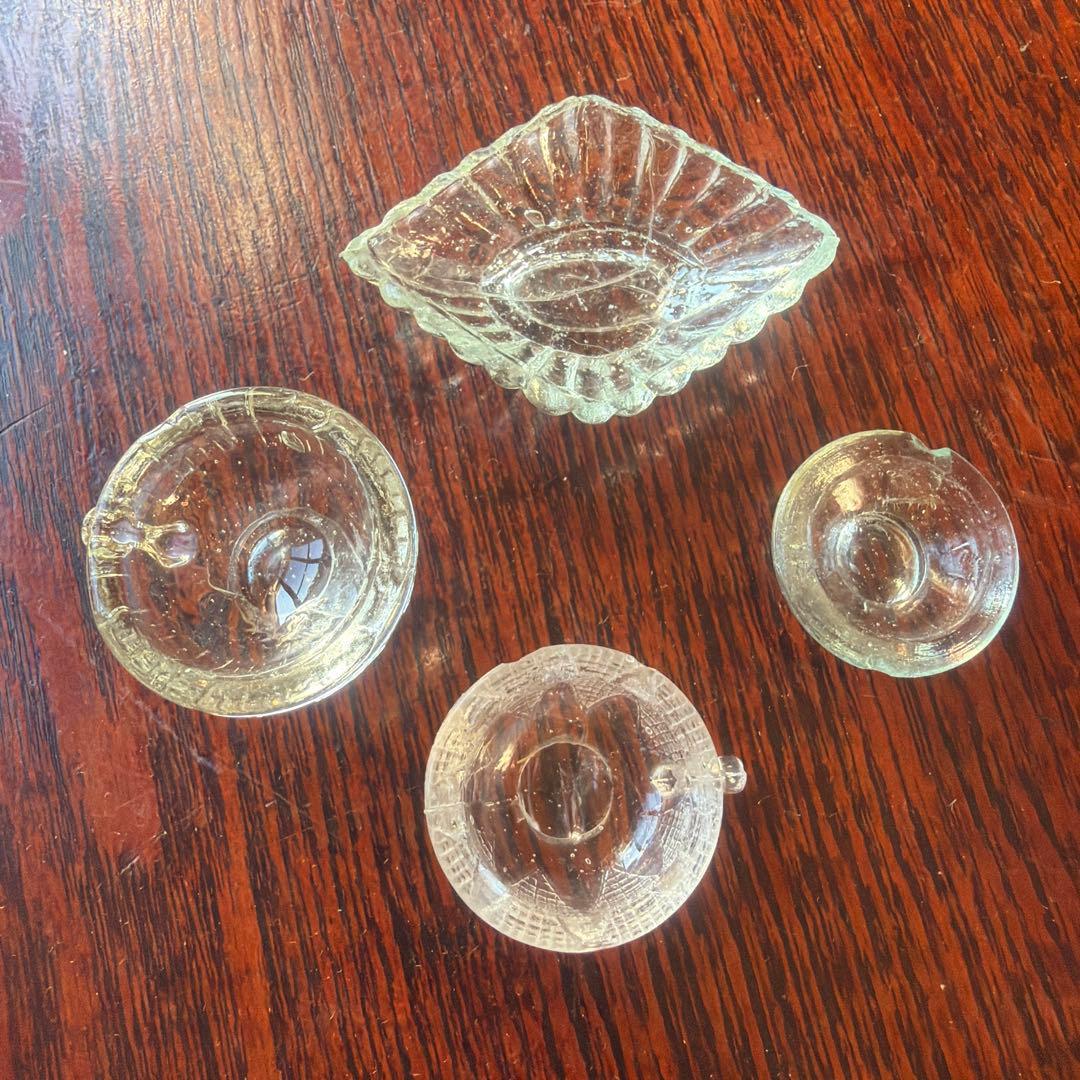 アンティーク ペロペロ ガラス 菱形 4点