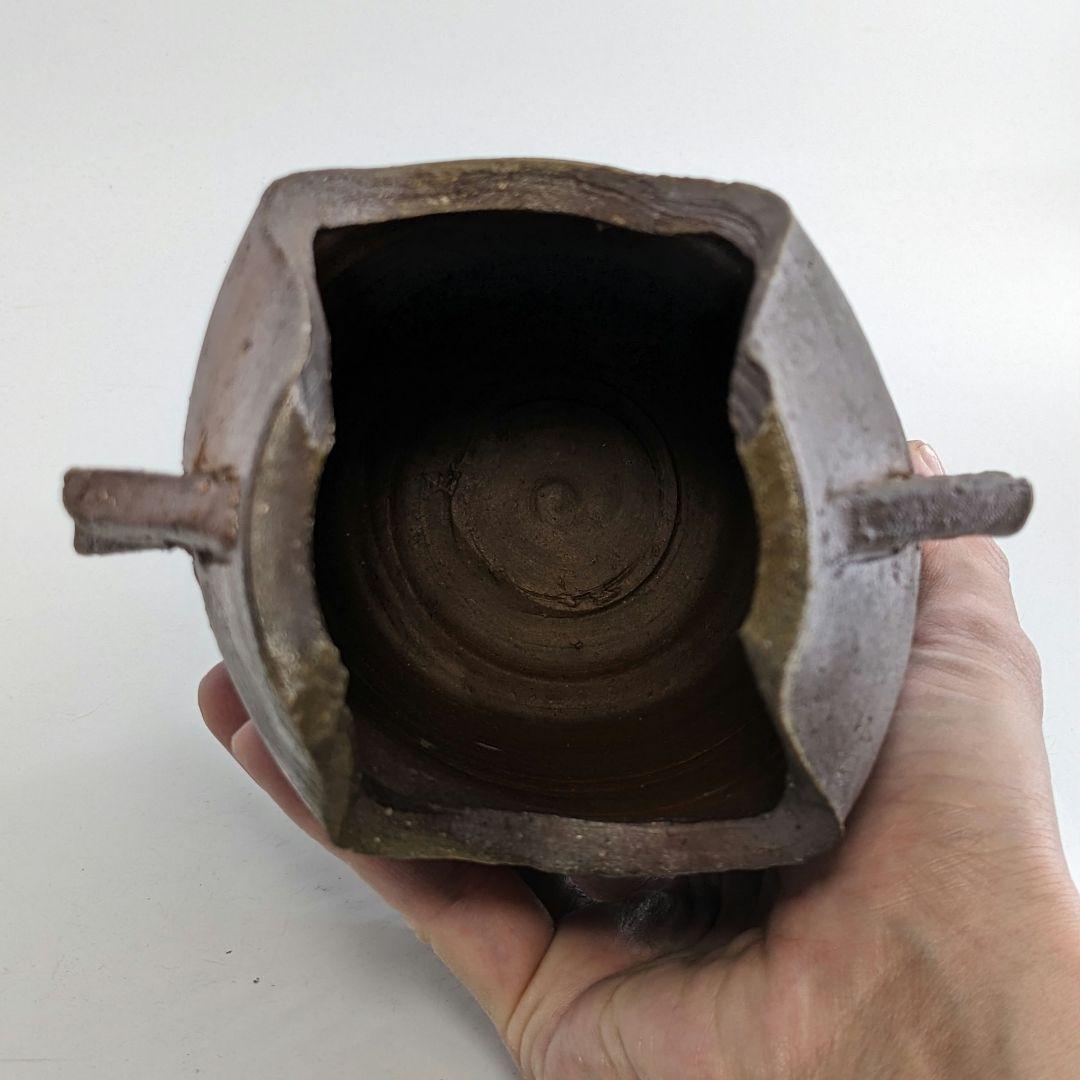 岡山県重要無形文化財 金重晃介 備前焼 耳付花入 合箱 花瓶 花器 置物 華道具