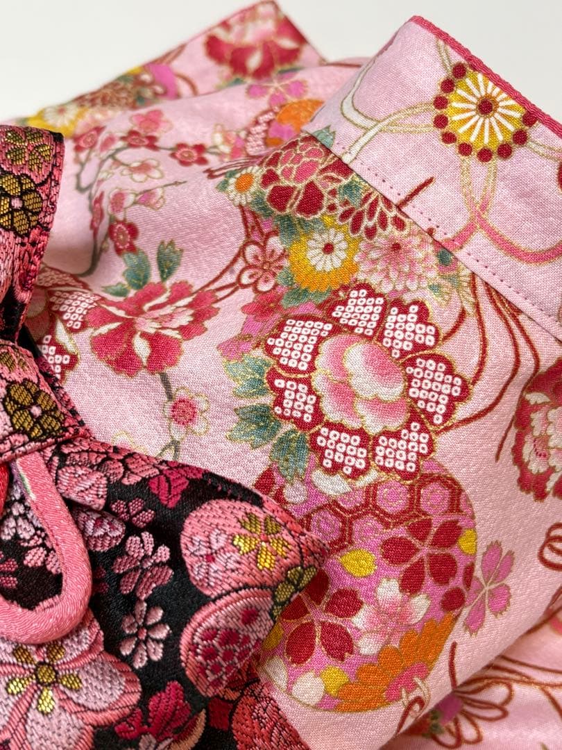 ★新作★完成品☆犬服☆つまみ細工帯飾り付き 犬用着物女の子用 華 ピンクSサイズ