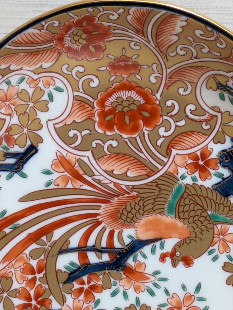 ketty　波佐見焼　林九郎作　梅型金彩鳳凰花模様　スタンド付　未使用美品