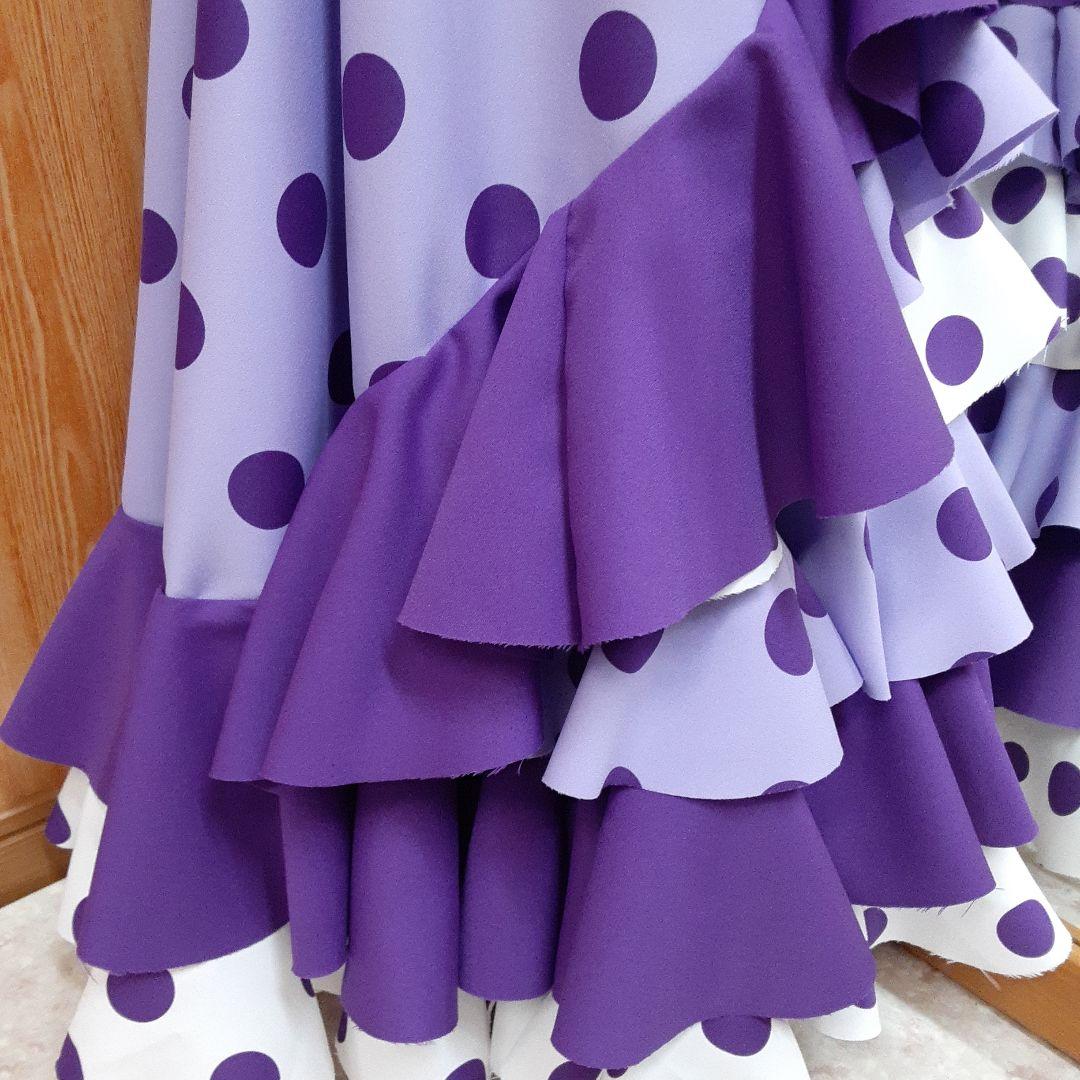 フラメンコ衣装　☆ファルダのみ　115藤色/紫/白エレガントファルダ