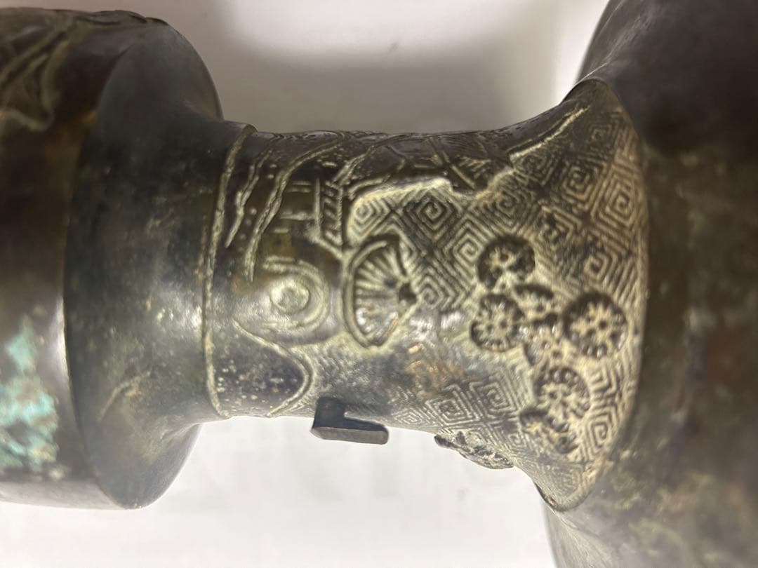 古花瓶，宣德銅製，古董，時代物