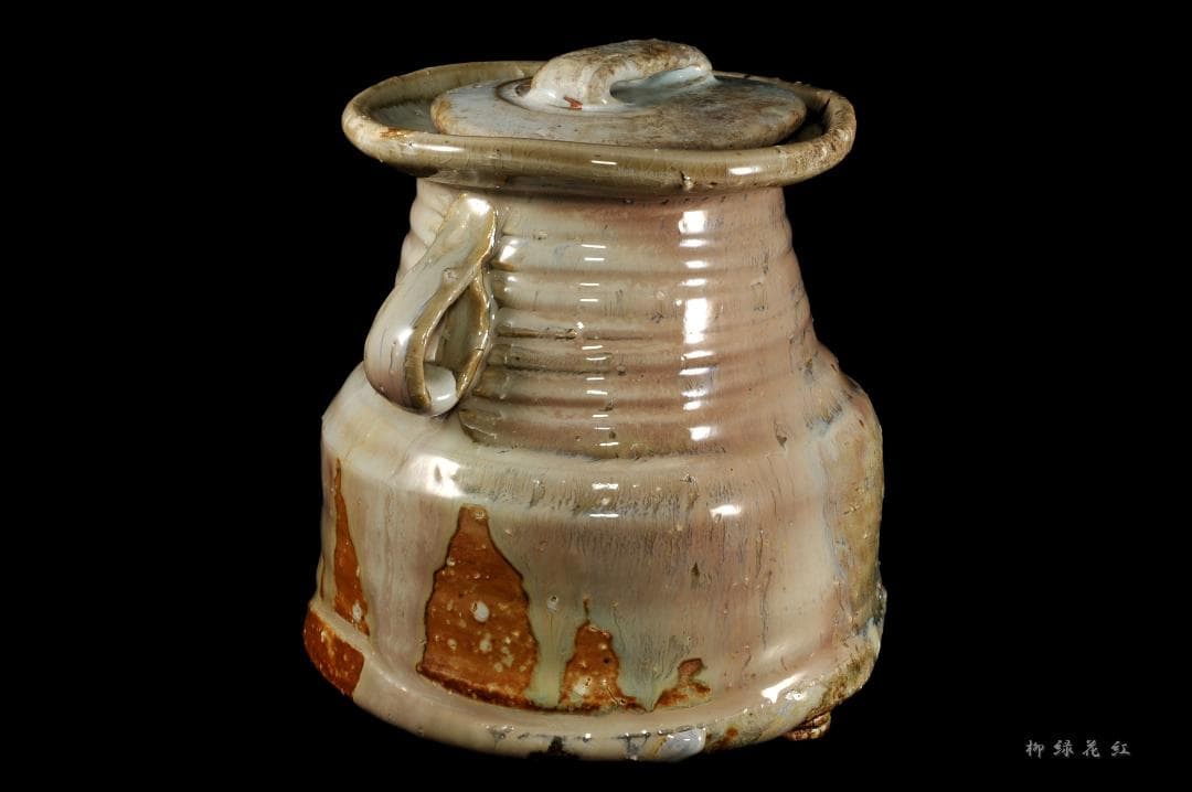 十三代 坂田泥華 萩耳付灰被 水指 淡々斎書付 共箱 茶道具 天耳庵 最上位作品