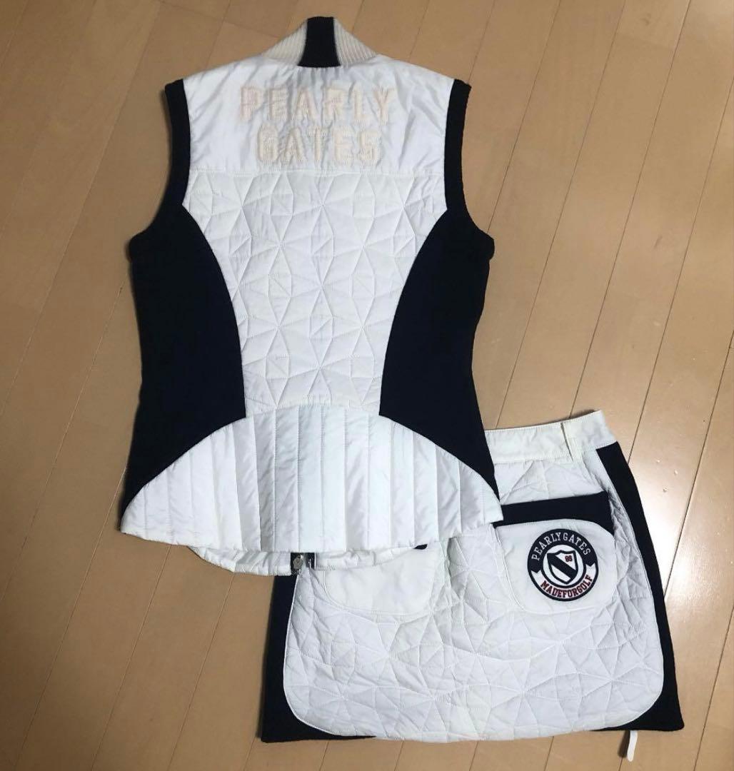 レア\"PEARLY GATES 韓国　スカートとダウンベストセット サイズ0