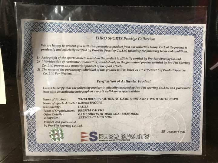 超激レア‼️ロベルトバッジョサイン入りユニフォーム