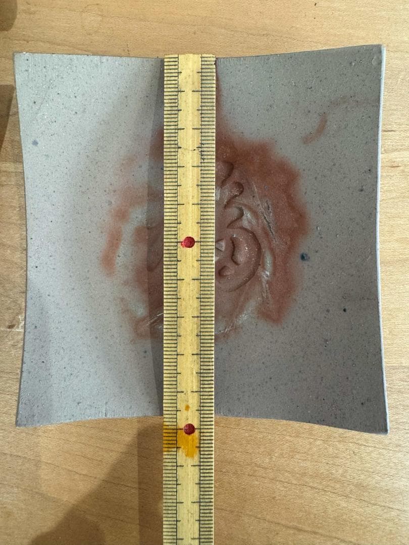 藤原雄　備前南燦窯　緋襷　角銘々皿