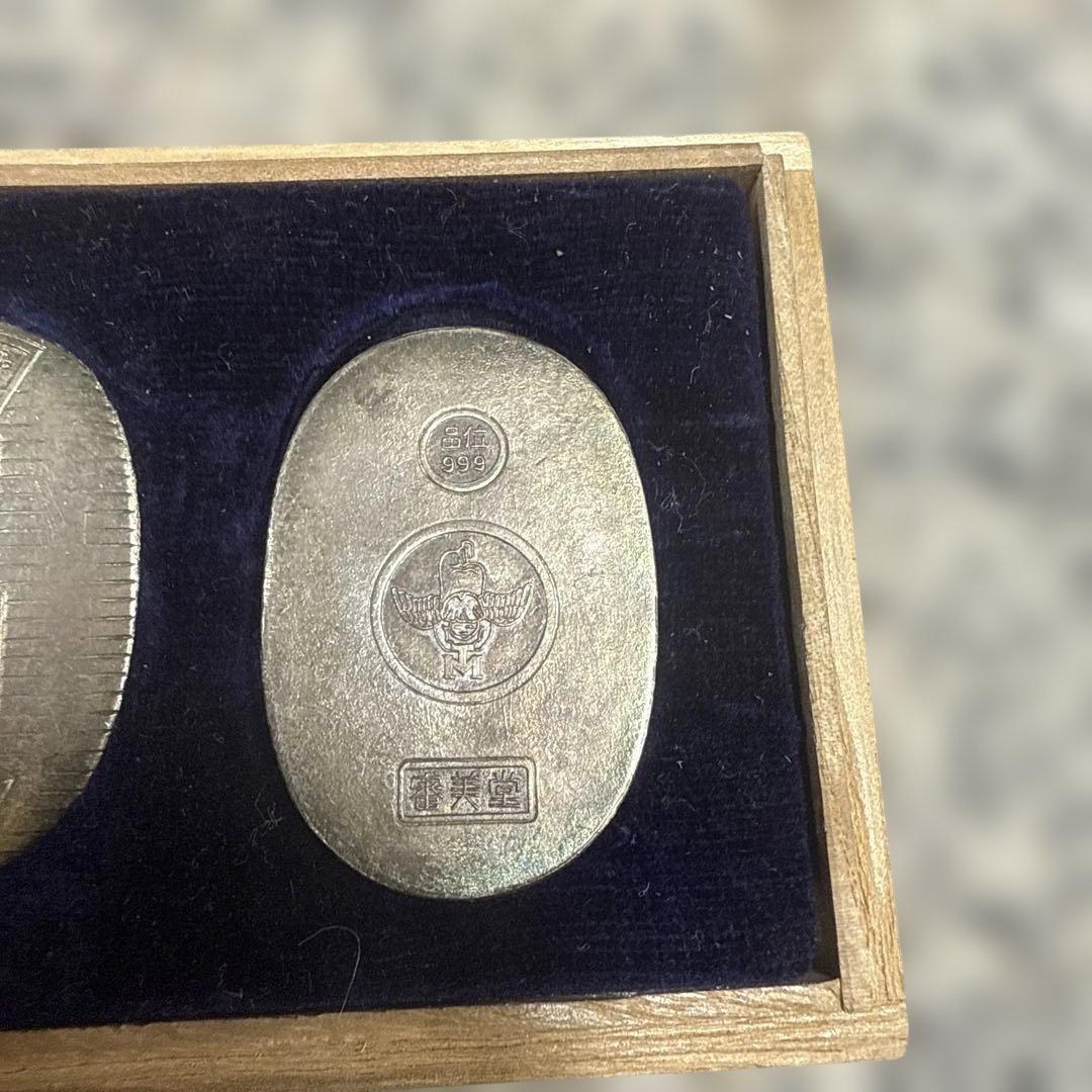 ユ*カ様 日本の銀貨セット 木製ケース付き 19g 森永の純銀小判 小物 格安