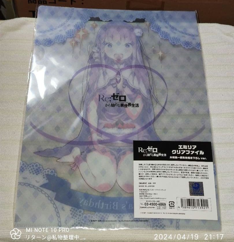 エミリア Emilia s Birthday クリアファイル 大塚真一郎
