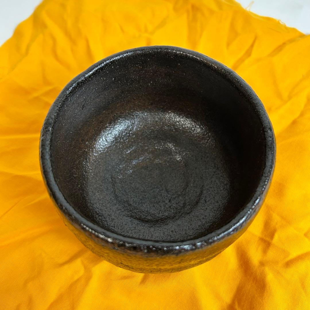 【未使用】三代昭楽造 カセ釉 黒茶碗 茶道具